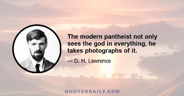 The modern pantheist not only sees the god in everything, he takes photographs of it.