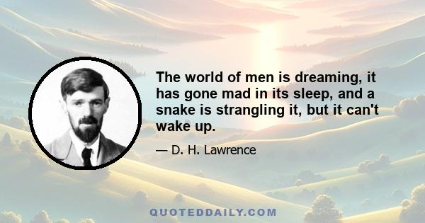 The world of men is dreaming, it has gone mad in its sleep, and a snake is strangling it, but it can't wake up.