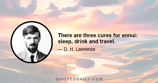 There are three cures for ennui: sleep, drink and travel.