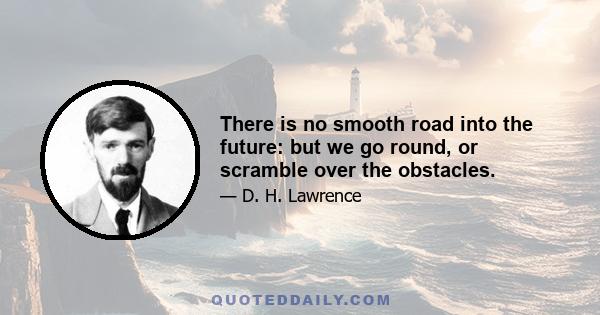 There is no smooth road into the future: but we go round, or scramble over the obstacles.