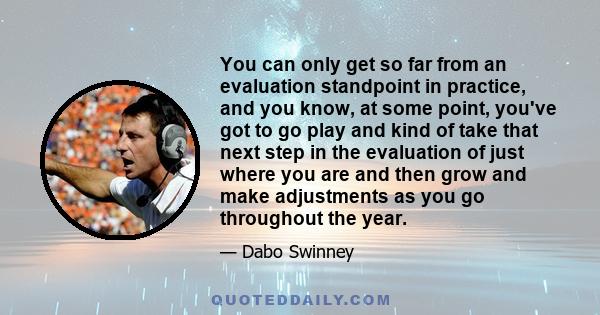 You can only get so far from an evaluation standpoint in practice, and you know, at some point, you've got to go play and kind of take that next step in the evaluation of just where you are and then grow and make