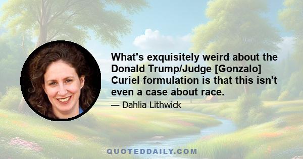 What's exquisitely weird about the Donald Trump/Judge [Gonzalo] Curiel formulation is that this isn't even a case about race.