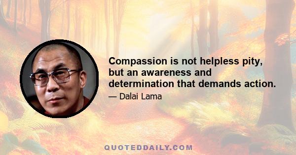 Compassion is not helpless pity, but an awareness and determination that demands action.