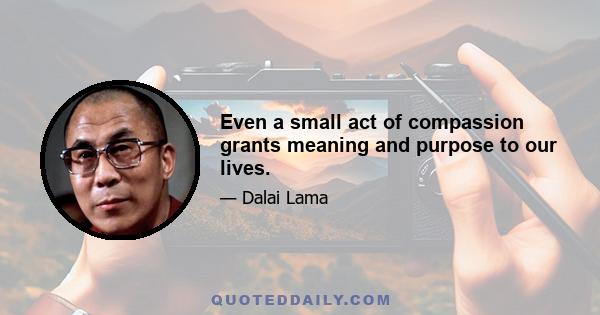 Even a small act of compassion grants meaning and purpose to our lives.