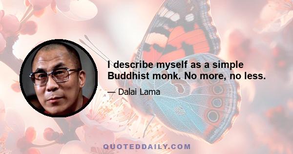 I describe myself as a simple Buddhist monk. No more, no less.