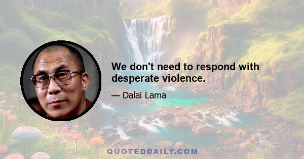 We don't need to respond with desperate violence.