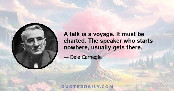 A talk is a voyage. It must be charted. The speaker who starts nowhere, usually gets there.