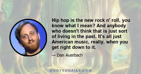 Hip hop is the new rock n' roll, you know what I mean? And anybody who doesn't think that is just sort of living in the past. It's all just American music, really, when you get right down to it.