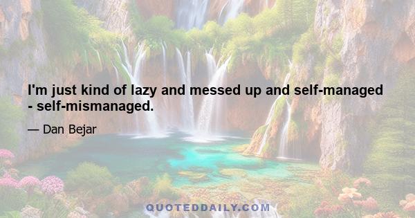 I'm just kind of lazy and messed up and self-managed - self-mismanaged.