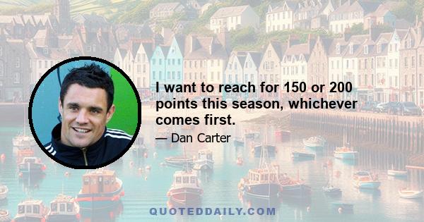 I want to reach for 150 or 200 points this season, whichever comes first.