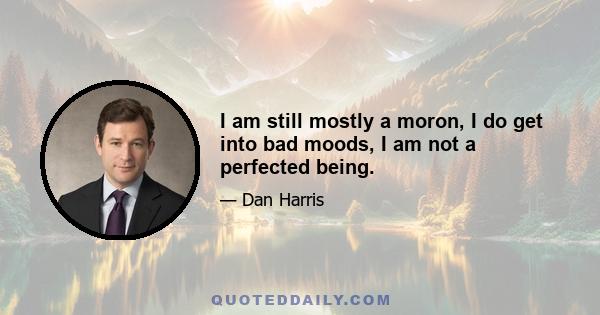 I am still mostly a moron, I do get into bad moods, I am not a perfected being.