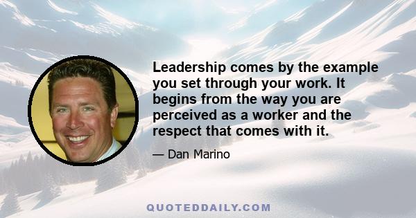 Leadership comes by the example you set through your work. It begins from the way you are perceived as a worker and the respect that comes with it.