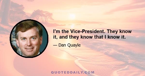 I'm the Vice-President. They know it, and they know that I know it.