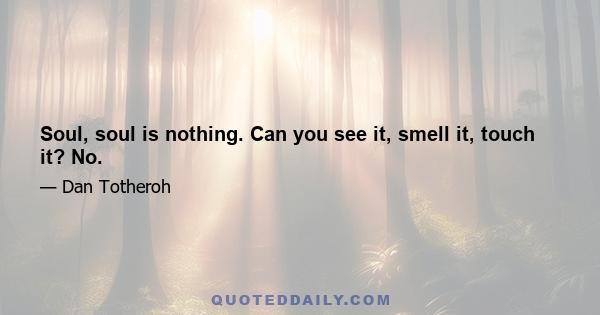 Soul, soul is nothing. Can you see it, smell it, touch it? No.