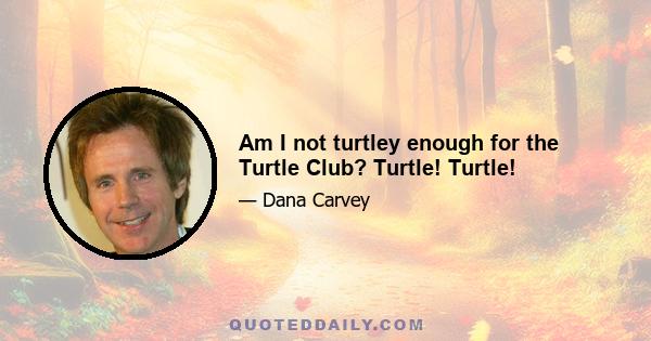 Am I not turtley enough for the Turtle Club? Turtle! Turtle!