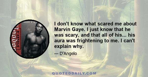 I don't know what scared me about Marvin Gaye. I just know that he was scary, and that all of his... his aura was frightening to me. I can't explain why.