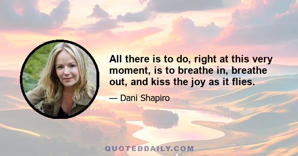 All there is to do, right at this very moment, is to breathe in, breathe out, and kiss the joy as it flies.