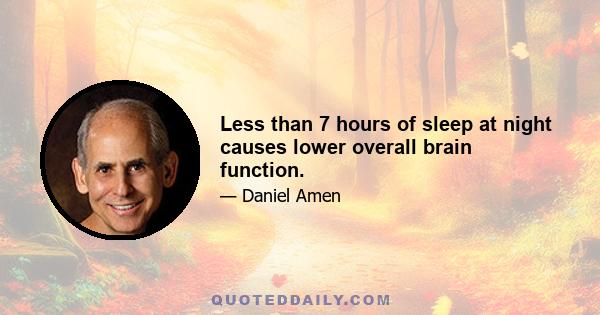 Less than 7 hours of sleep at night causes lower overall brain function.