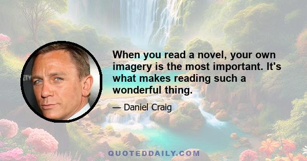 When you read a novel, your own imagery is the most important. It's what makes reading such a wonderful thing.