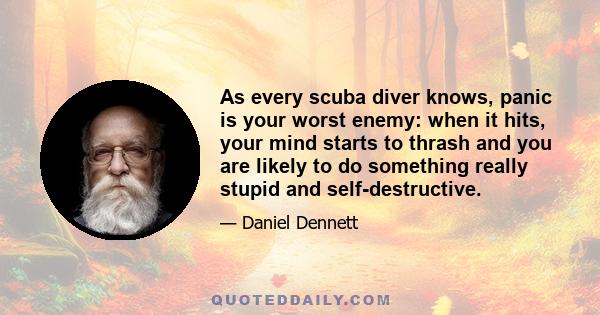 As every scuba diver knows, panic is your worst enemy: when it hits, your mind starts to thrash and you are likely to do something really stupid and self-destructive.