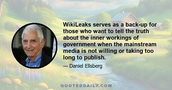 WikiLeaks serves as a back-up for those who want to tell the truth about the inner workings of government when the mainstream media is not willing or taking too long to publish.