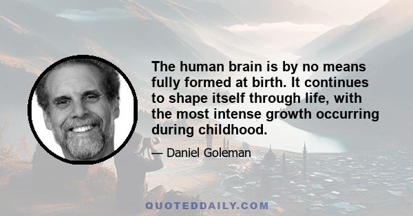 The human brain is by no means fully formed at birth. It continues to shape itself through life, with the most intense growth occurring during childhood.