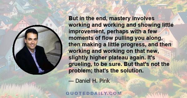 But in the end, mastery involves working and working and showing little improvement, perhaps with a few moments of flow pulling you along, then making a little progress, and then working and working on that new,