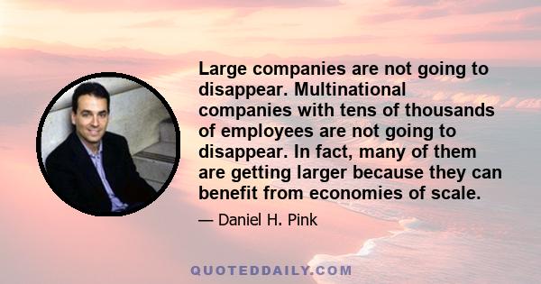 Large companies are not going to disappear. Multinational companies with tens of thousands of employees are not going to disappear. In fact, many of them are getting larger because they can benefit from economies of