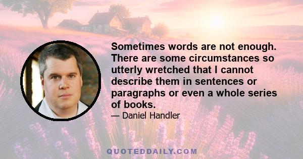 Sometimes words are not enough. There are some circumstances so utterly wretched that I cannot describe them in sentences or paragraphs or even a whole series of books.