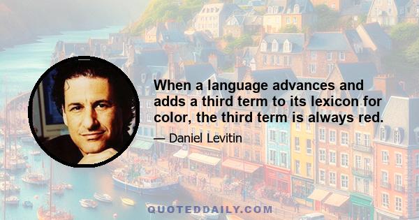 When a language advances and adds a third term to its lexicon for color, the third term is always red.