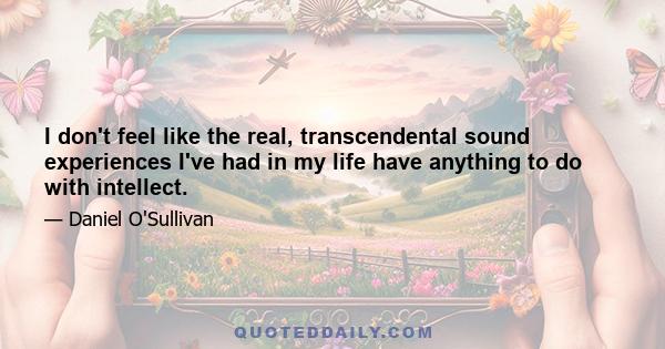 I don't feel like the real, transcendental sound experiences I've had in my life have anything to do with intellect.