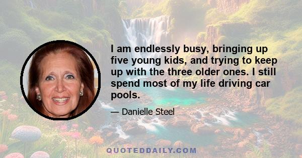 I am endlessly busy, bringing up five young kids, and trying to keep up with the three older ones. I still spend most of my life driving car pools.