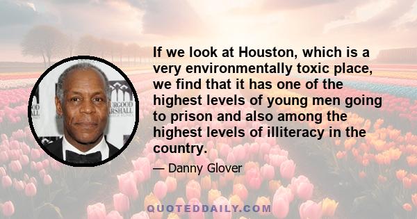 If we look at Houston, which is a very environmentally toxic place, we find that it has one of the highest levels of young men going to prison and also among the highest levels of illiteracy in the country.