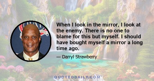 When I look in the mirror, I look at the enemy. There is no one to blame for this but myself. I should have bought myself a mirror a long time ago.