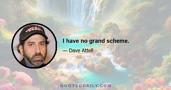 I have no grand scheme.