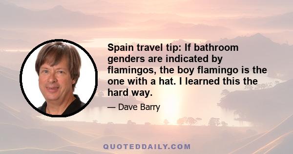 Spain travel tip: If bathroom genders are indicated by flamingos, the boy flamingo is the one with a hat. I learned this the hard way.