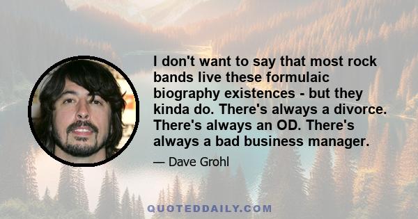 I don't want to say that most rock bands live these formulaic biography existences - but they kinda do. There's always a divorce. There's always an OD. There's always a bad business manager.