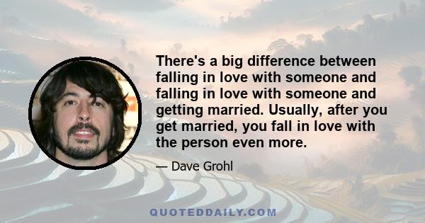 There's a big difference between falling in love with someone and falling in love with someone and getting married. Usually, after you get married, you fall in love with the person even more.