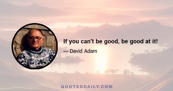 If you can't be good, be good at it!