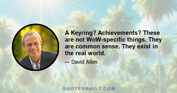 A Keyring? Achievements? These are not WoW-specific things. They are common sense. They exist in the real world.