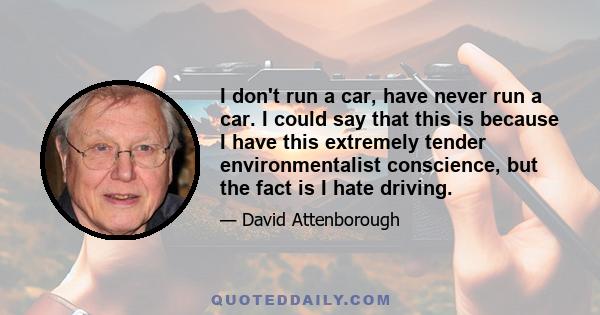 I don't run a car, have never run a car. I could say that this is because I have this extremely tender environmentalist conscience, but the fact is I hate driving.