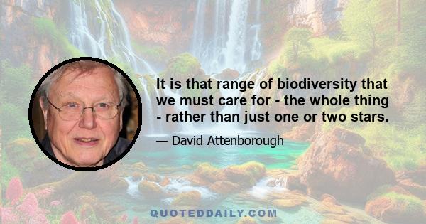 It is that range of biodiversity that we must care for - the whole thing - rather than just one or two stars.