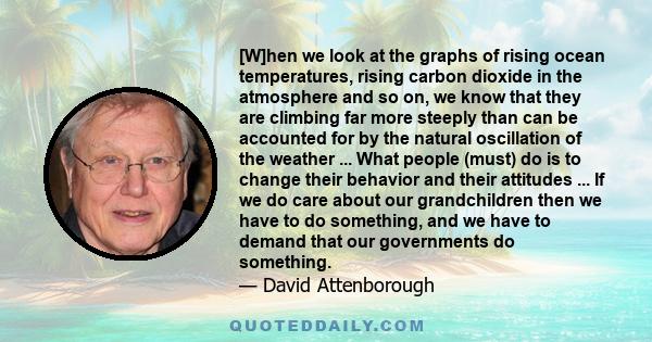 [W]hen we look at the graphs of rising ocean temperatures, rising carbon dioxide in the atmosphere and so on, we know that they are climbing far more steeply than can be accounted for by the natural oscillation of the