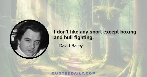 I don't like any sport except boxing and bull fighting.