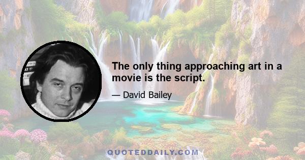 The only thing approaching art in a movie is the script.