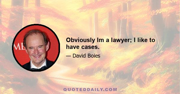 Obviously Im a lawyer; I like to have cases.