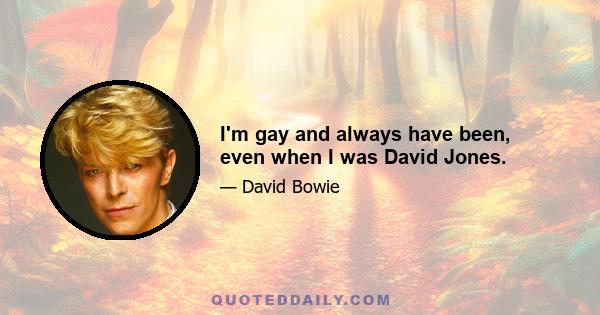 I'm gay and always have been, even when I was David Jones.