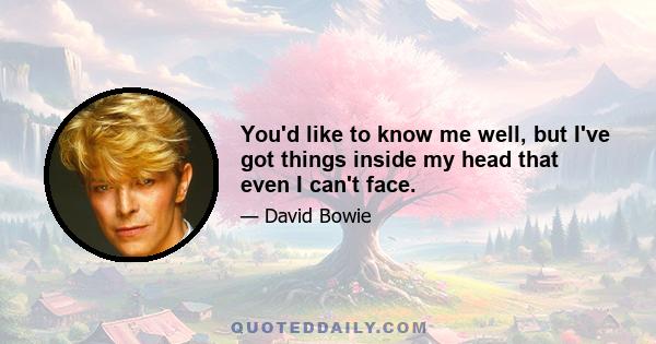 You'd like to know me well, but I've got things inside my head that even I can't face.