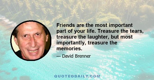 Friends are the most important part of your life. Treasure the tears, treasure the laughter, but most importantly, treasure the memories.