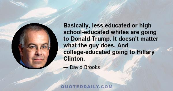 Basically, less educated or high school-educated whites are going to Donald Trump. It doesn't matter what the guy does. And college-educated going to Hillary Clinton.